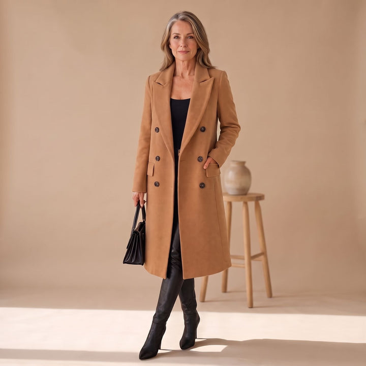 Dames Getailleerde Dubbele Rij Knopen Longline Winterjas