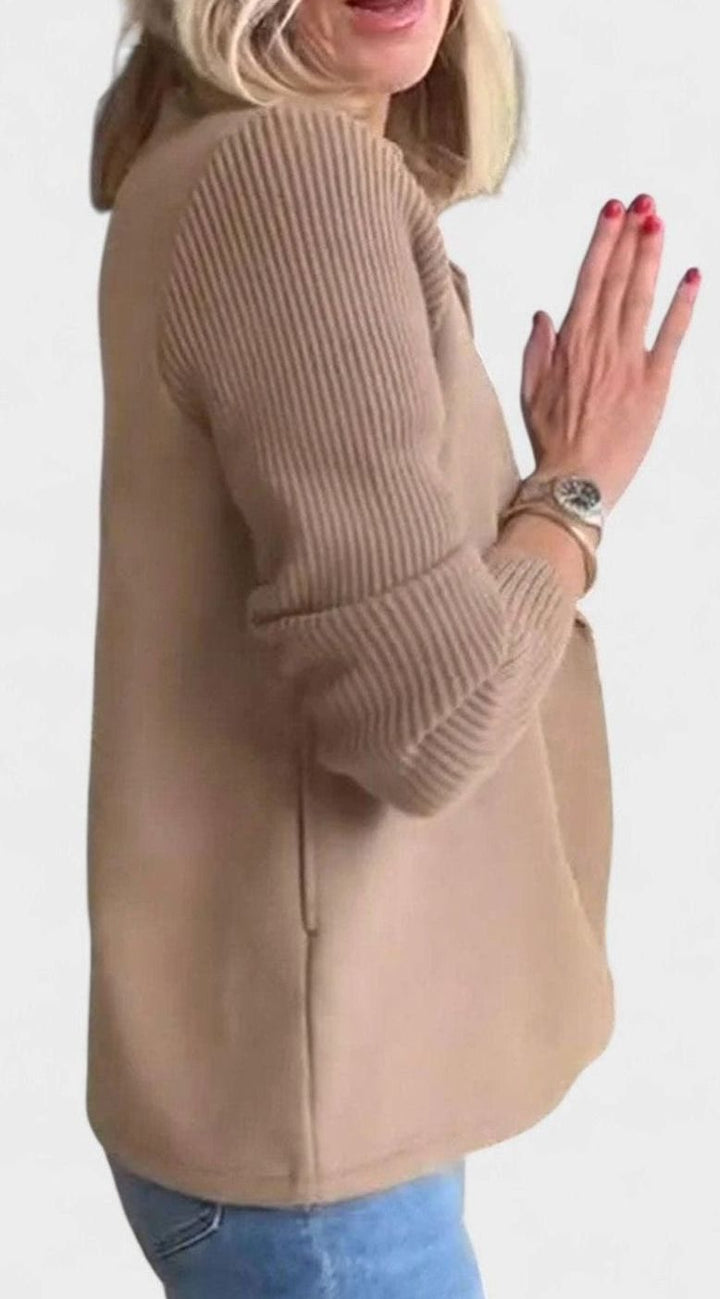 Dames Getailleerde Dubbelrijige Blazer Gebreide Mouwen