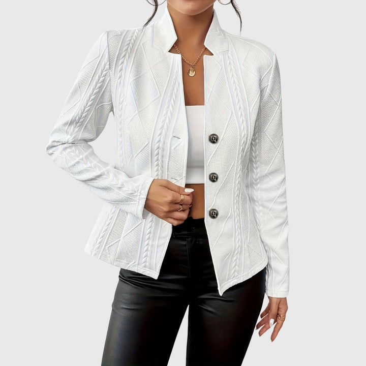 Dames Getailleerde Gestructureerde Blazer met Knoopsluiting