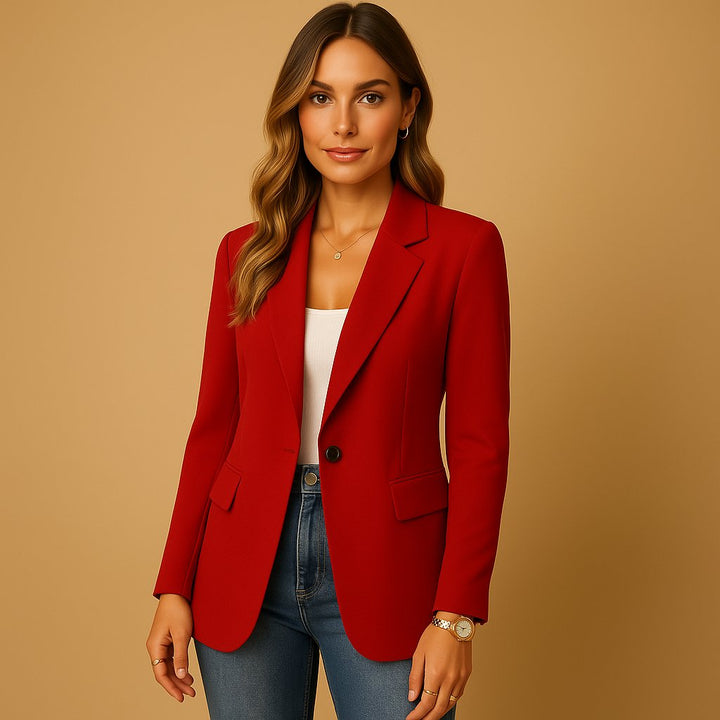 Dames Getailleerde Stretch Enkelknoop Blazer - Red