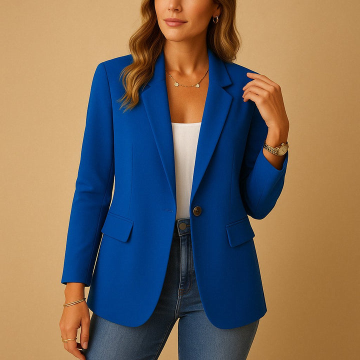Dames Getailleerde Stretch Enkelknoop Blazer - Blue