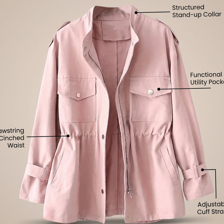 Dames Getailleerde Warme Trenchcoat met Ritssluting