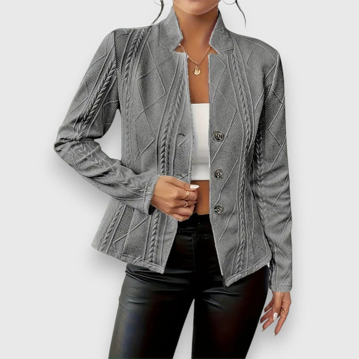 Dames Getextureerde Kabelgebreide Coltrui Sweater - Grijs