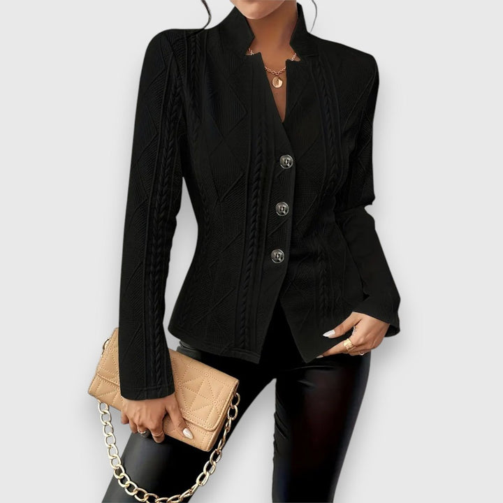 Dames Getextureerde Kabelgebreide Coltrui Sweater - Zwart