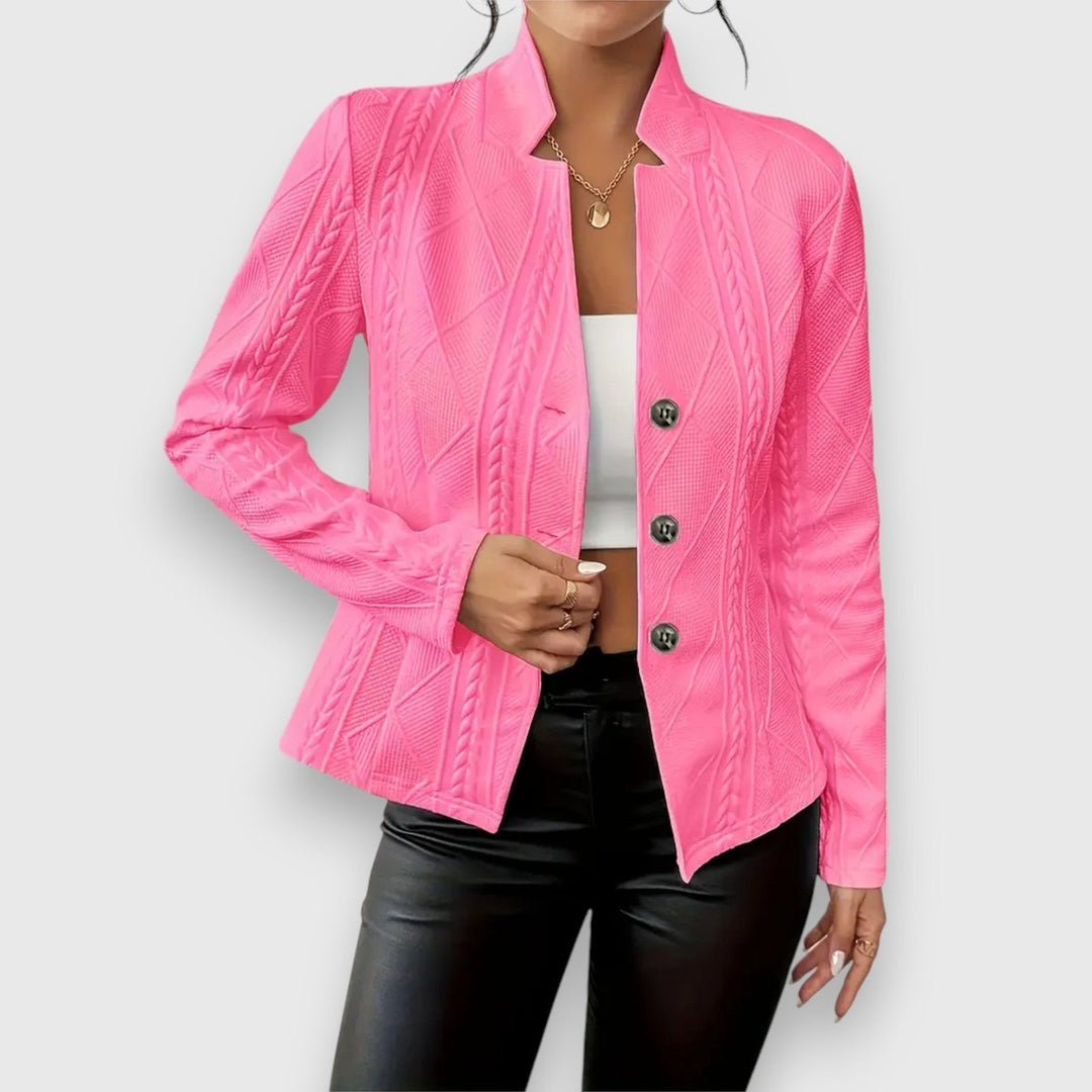 Dames Getextureerde Kabelgebreide Coltrui Sweater - Roze