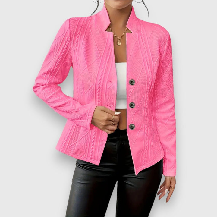 Dames Getextureerde Kabelgebreide Coltrui Sweater - Roze