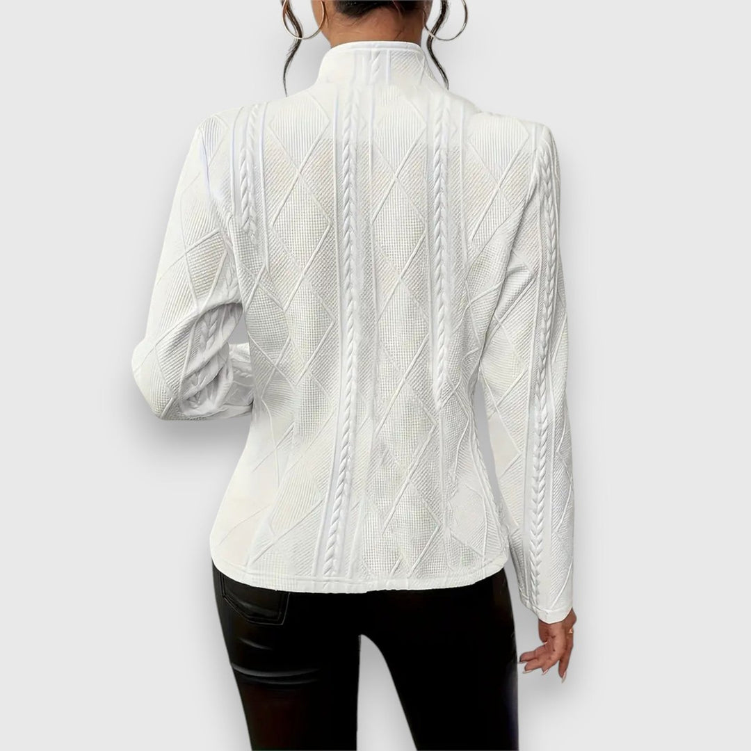 Dames Getextureerde Kabelgebreide Coltrui Sweater