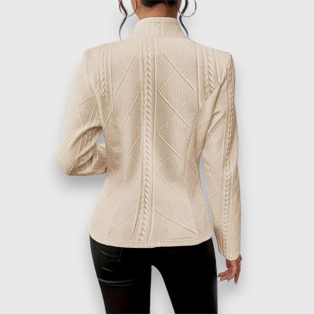 Dames Getextureerde Kabelgebreide Coltrui Sweater