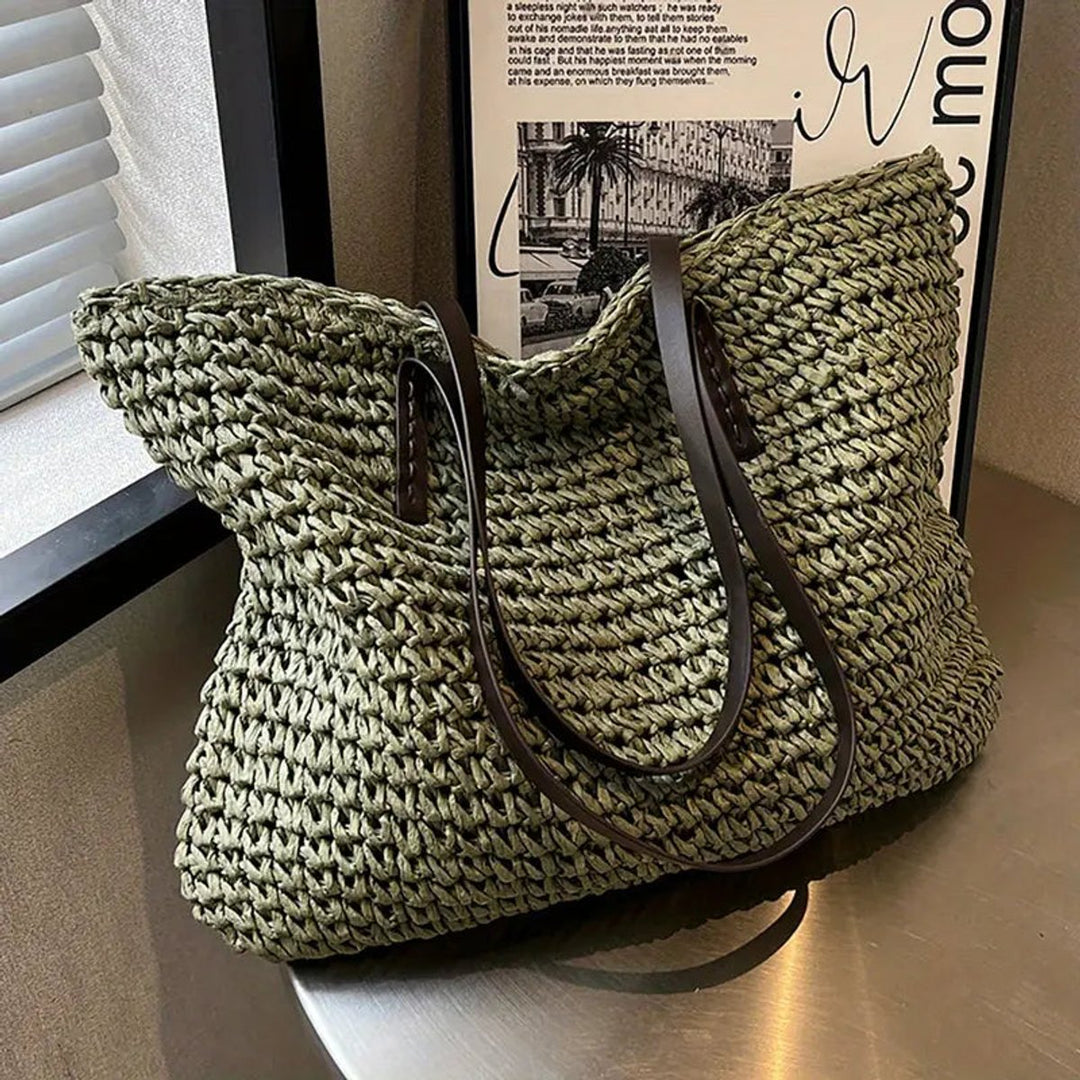 Dames Gevlochten Bohemian Stro Tote Bag Grote Schoudertas