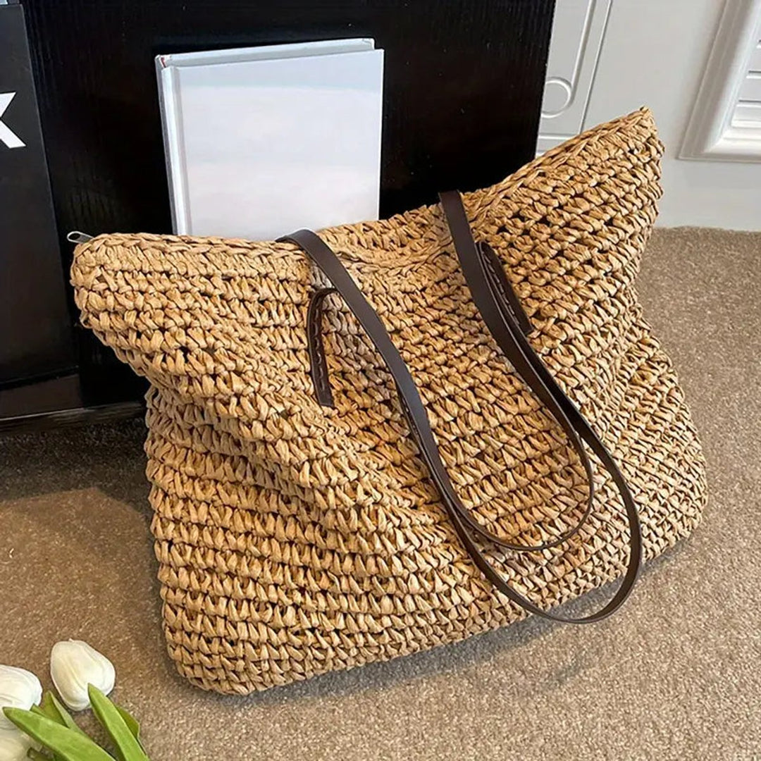 Dames Gevlochten Bohemian Stro Tote Bag Grote Schoudertas