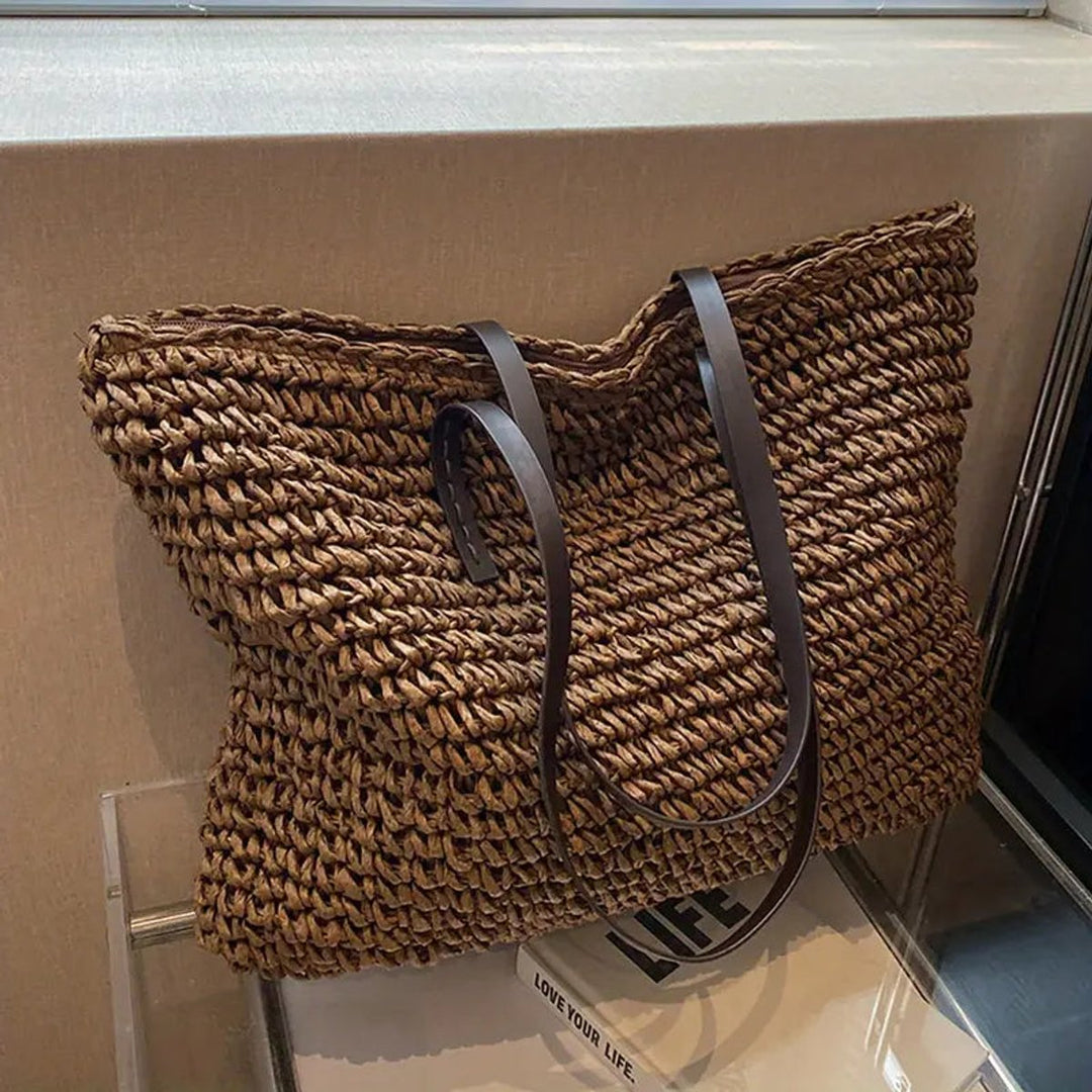 Dames Gevlochten Bohemian Stro Tote Bag Grote Schoudertas