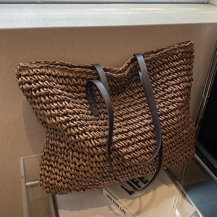 Dames Gevlochten Bohemian Stro Tote Bag Grote Schoudertas