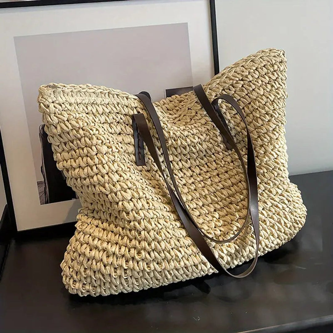 Dames Gevlochten Bohemian Stro Tote Bag Grote Schoudertas