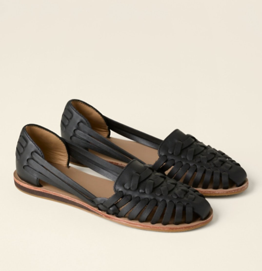 Dames Gevlochten Instap Platte Sandalen - Black