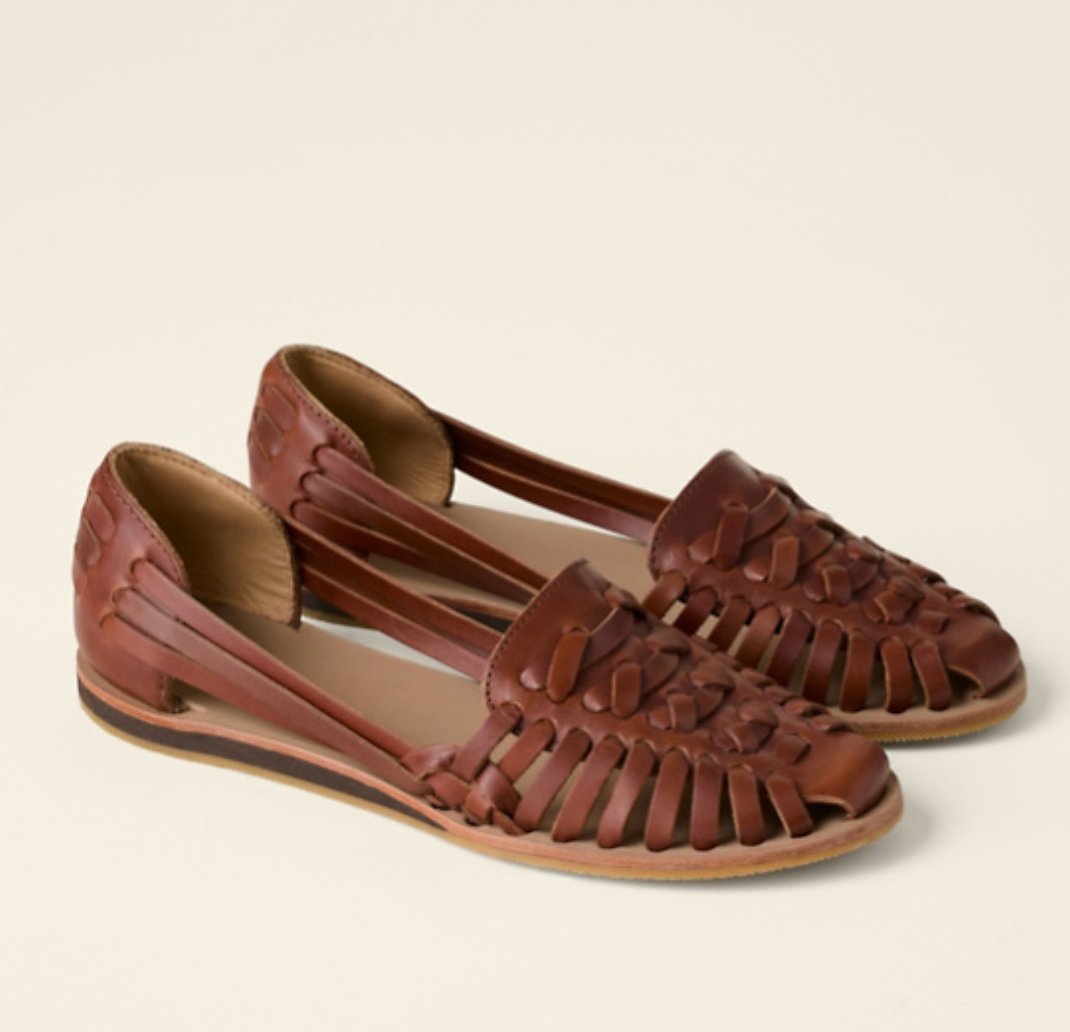 Dames Gevlochten Instap Platte Sandalen - Brown