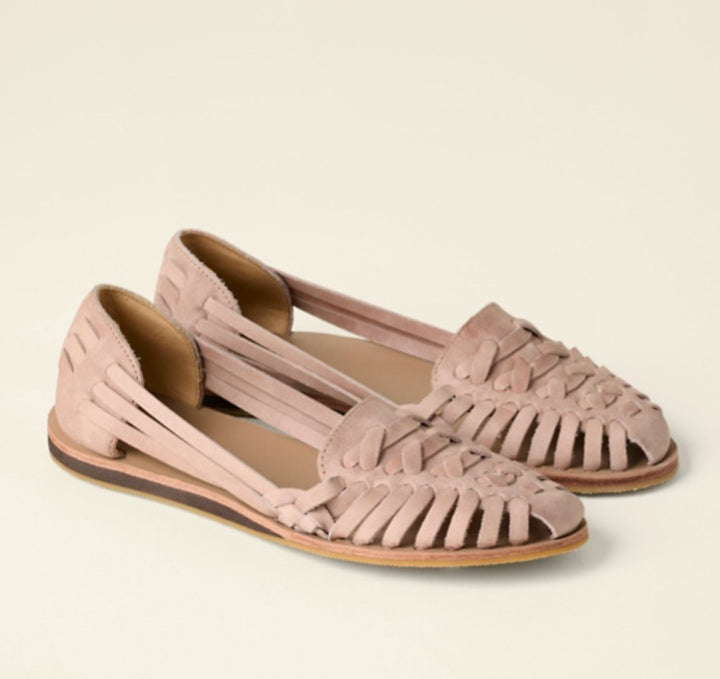 Dames Gevlochten Instap Platte Sandalen - Pink