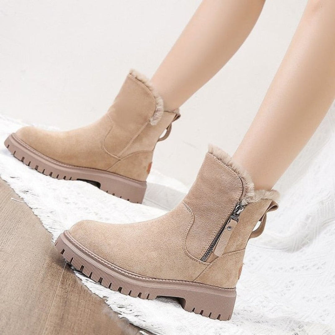 Dames Gevoerde Suède Slip-On Ankle Boots Platformzool