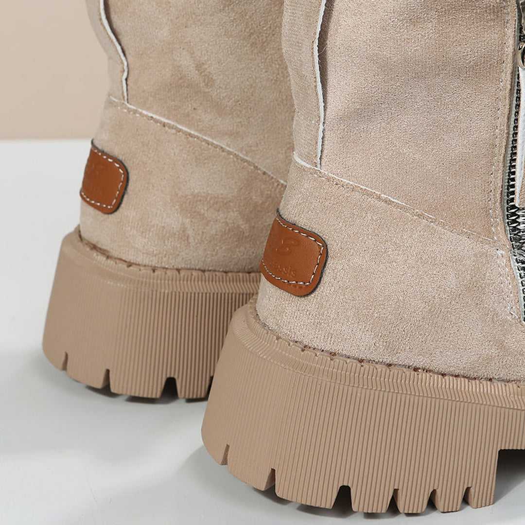 Dames Gevoerde Suède Slip-On Ankle Boots Platformzool