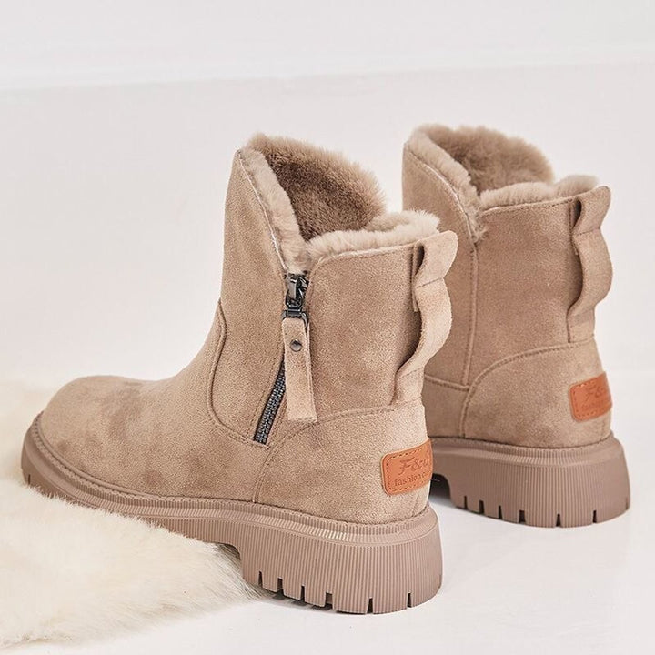 Dames Gevoerde Suède Slip-On Ankle Boots Platformzool