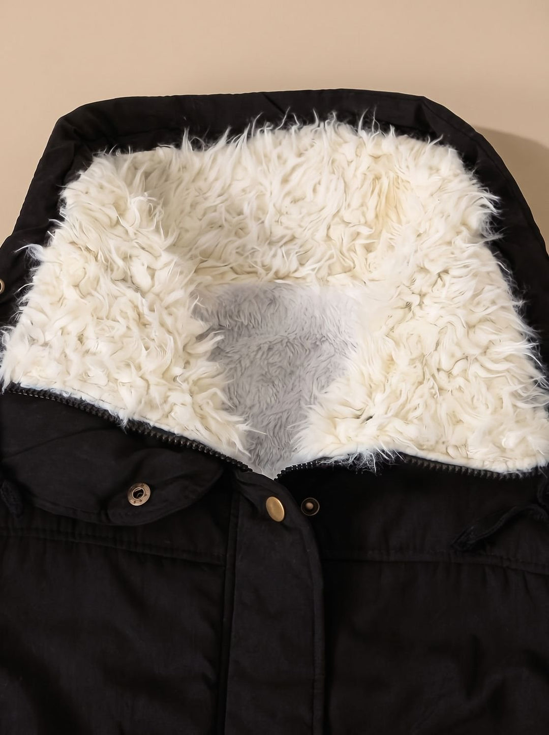 Dames Gevoerde Winter Parka met Sherpa Kraag en Taillekoordje
