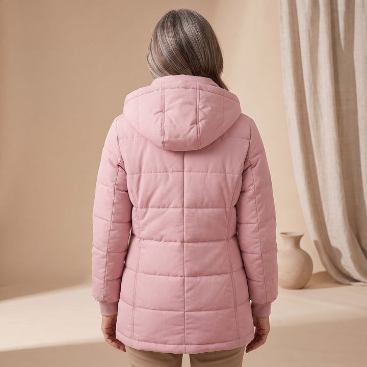 Dames Gevoerde Winterjas met Afneembare Bontkraag Hood
