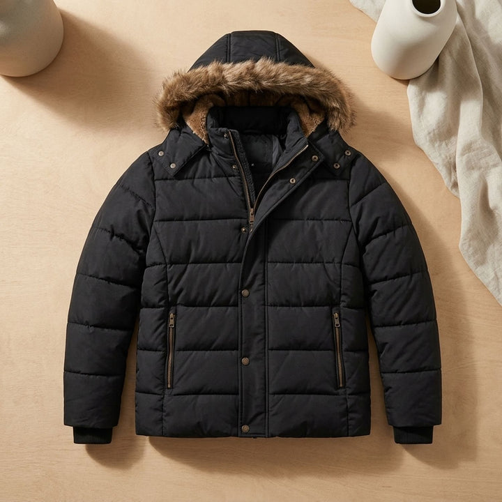 Dames Gevoerde Winterjas met Afneembare Bontkraag Hood