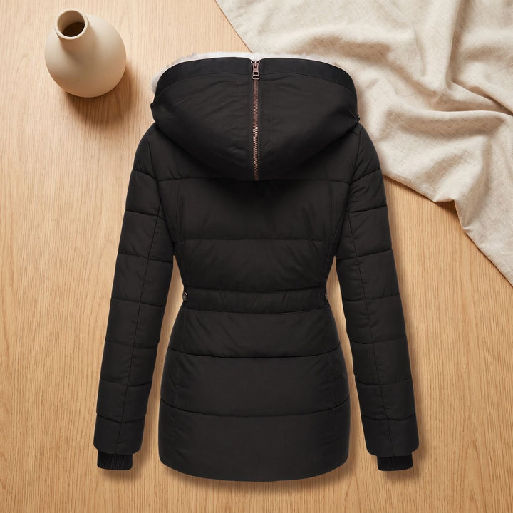 Dames Gevoerde Winterjas met Bontkraag Capuchon Slim Fit