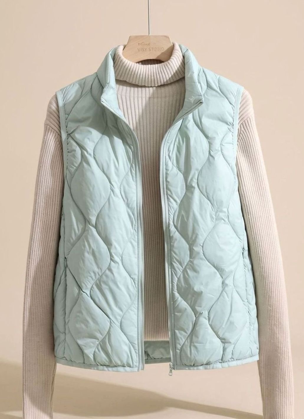 Dames Gewatteerd Bodywarmer Windwerend Staandskraag Rits - Lichtgroen