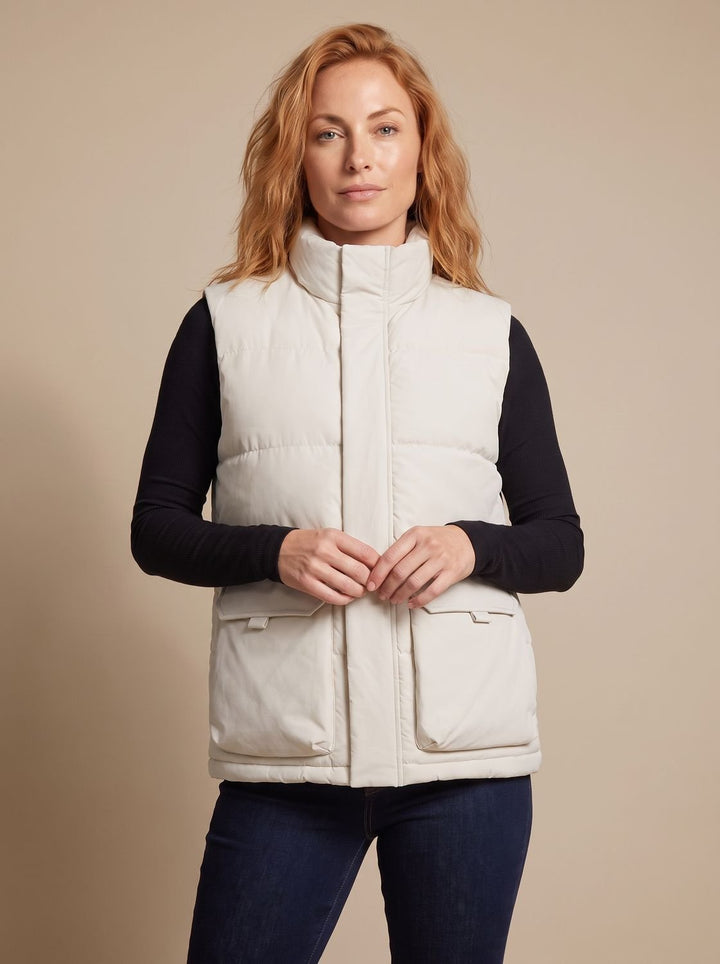 Dames Gewatteerde Bodywarmer Staande Kraag Kleppzakken