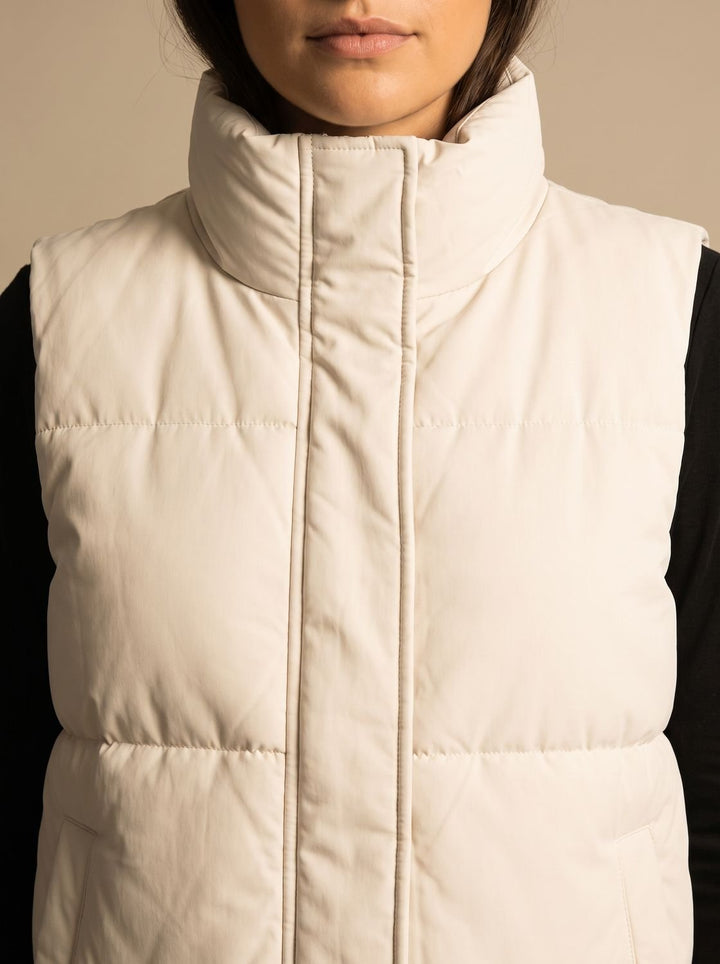 Dames Gewatteerde Bodywarmer Staande Kraag Kleppzakken