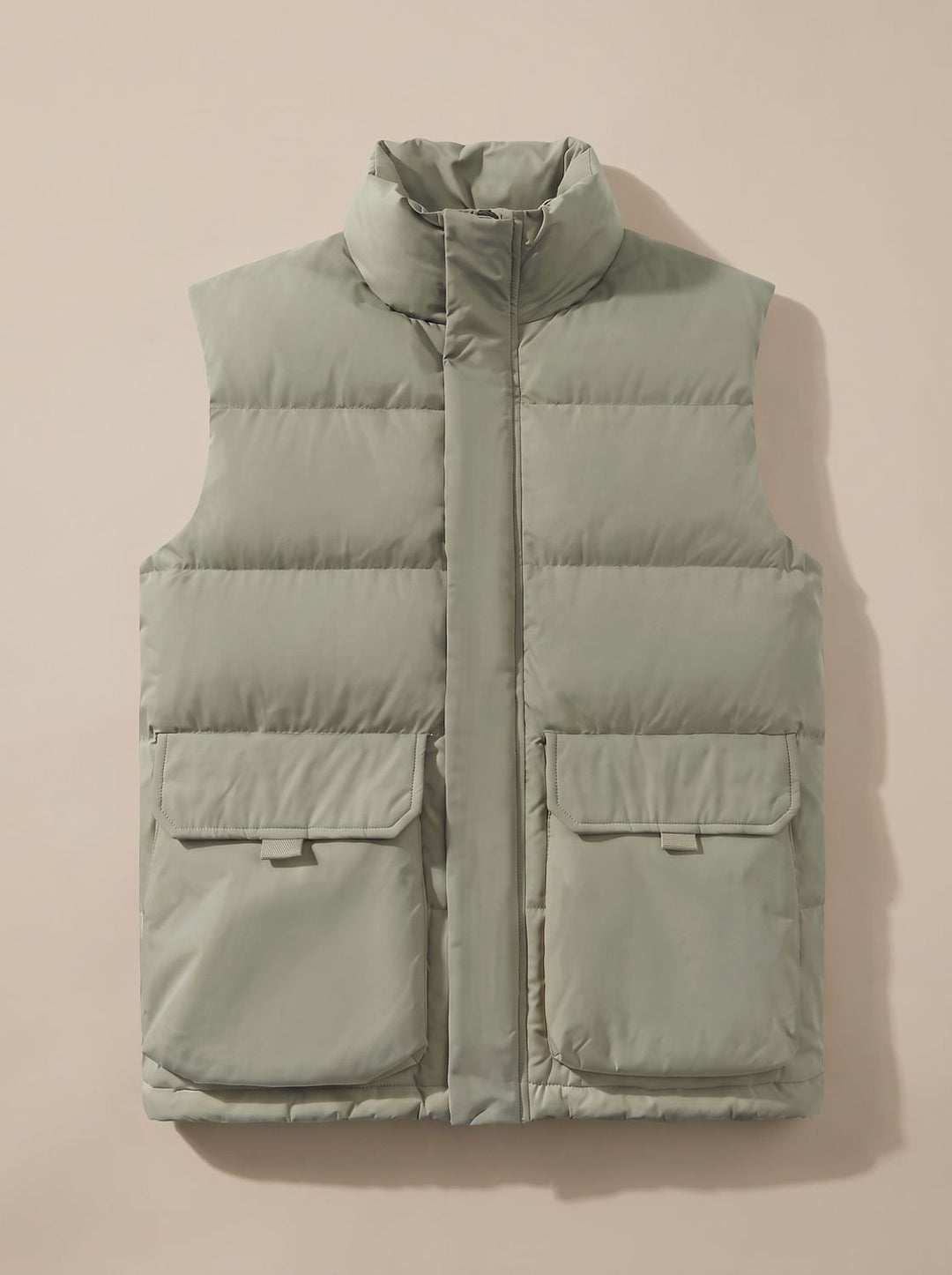 Dames Gewatteerde Bodywarmer Staande Kraag Kleppzakken - Lichtgroen