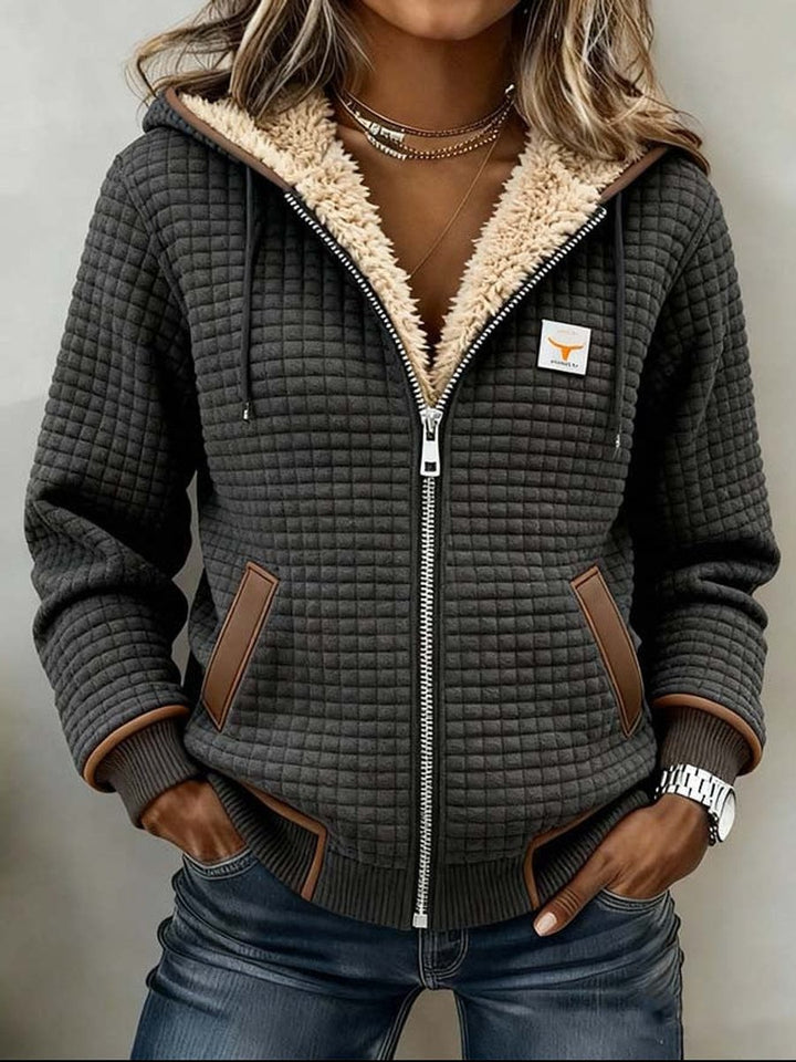 Dames Gewatteerde Fleece Zip-Up Hoodie Jacket Sherpa Voering