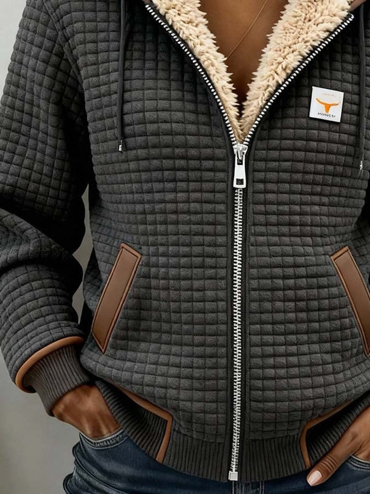 Dames Gewatteerde Fleece Zip-Up Hoodie Jacket Sherpa Voering