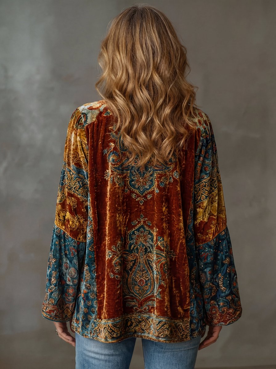 Dames Gewatteerde Jas Boho Kimono Vest Wijd Vintage