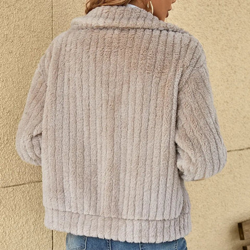 Dames Gewatteerde Jas Pluche Fleece Ritsjas