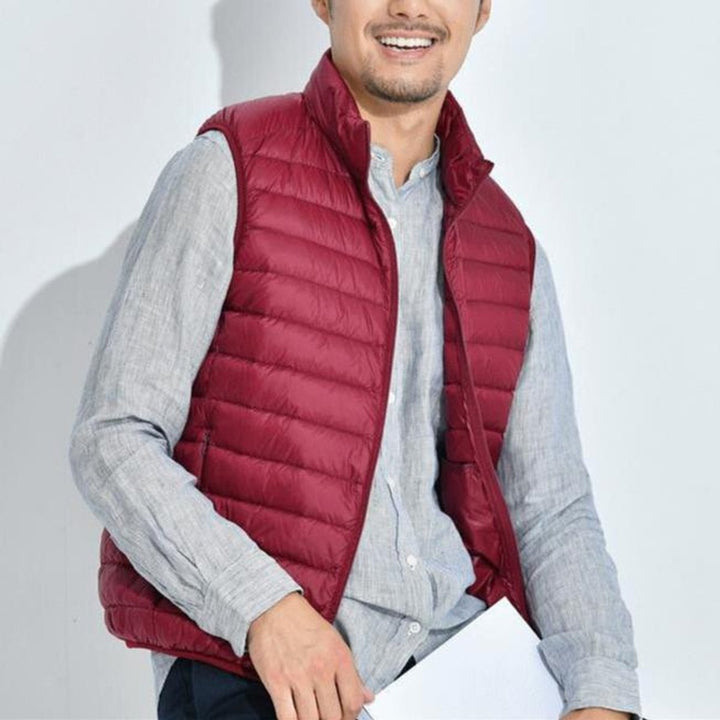 Dames Gewatteerde Mouwloze Puffer Vest Ritssluitng Lichtgewicht - Rood