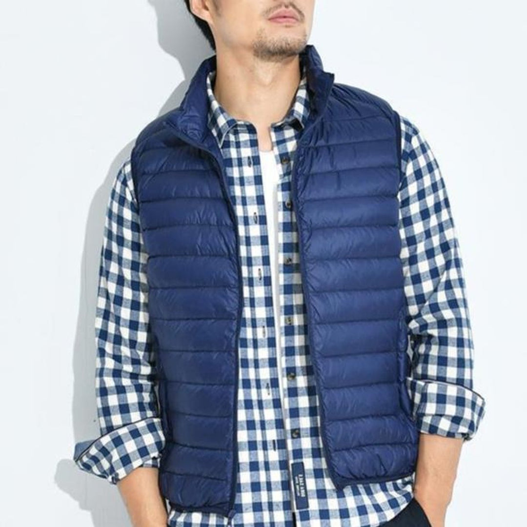 Dames Gewatteerde Mouwloze Puffer Vest Ritssluitng Lichtgewicht - Blauw