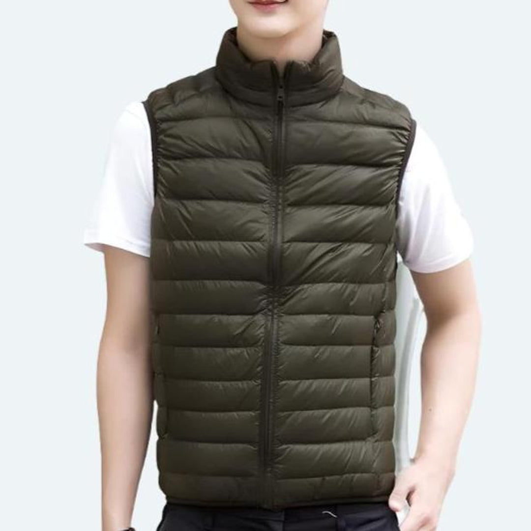Dames Gewatteerde Mouwloze Puffer Vest Ritssluitng Lichtgewicht - Groen