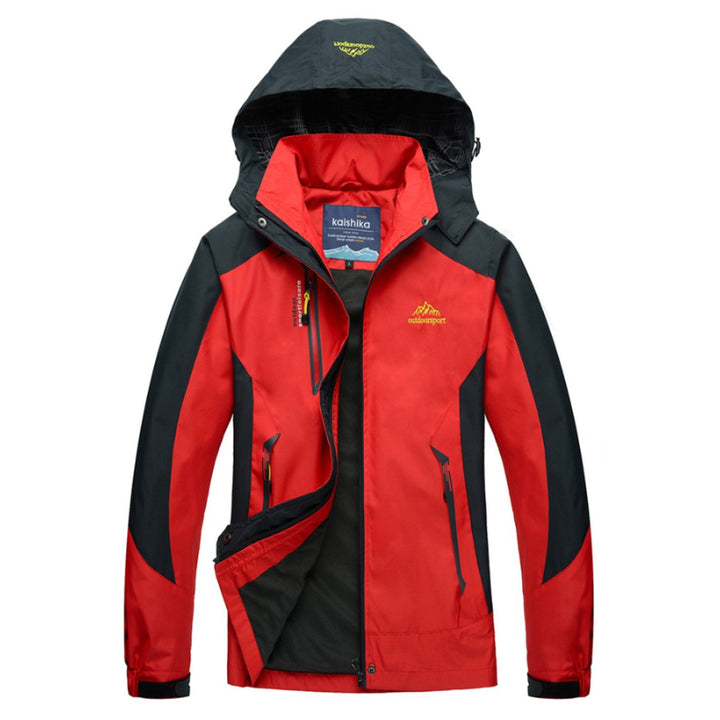 Dames Gewatteerde Outdoorjas Waterdichte Capuchon Regenjas - Rood