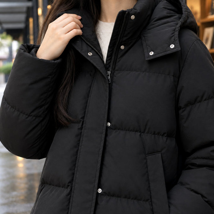 Dames Gewatteerde Oversized Puffer Jas Capuchon Ritssluiting