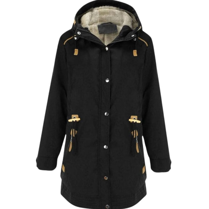 Dames Gewatteerde Parka met Sherpa Voering Afneembare Capuchon - Zwart