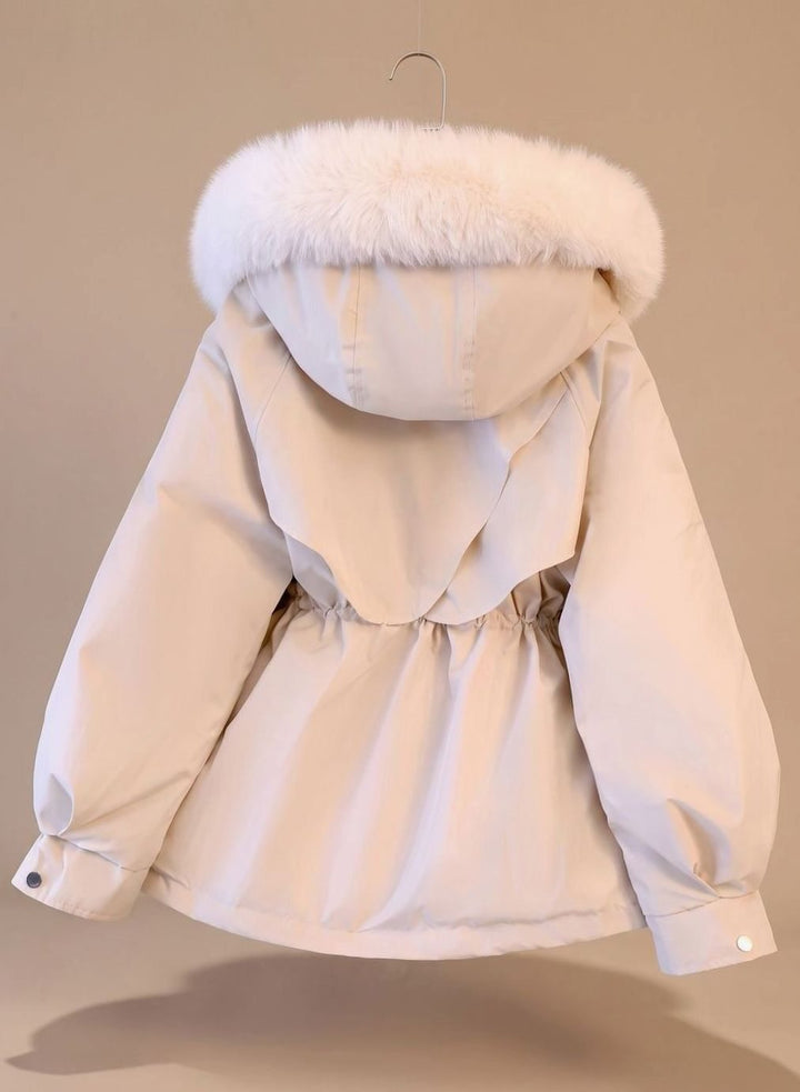 Dames Gewatteerde Parka met Trekkoord Taille Nepbont Capuchon