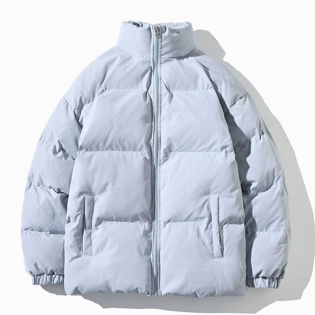 Dames Gewatteerde Winterjas Hoge Kraag Losse Pasvorm Rits - Blauw