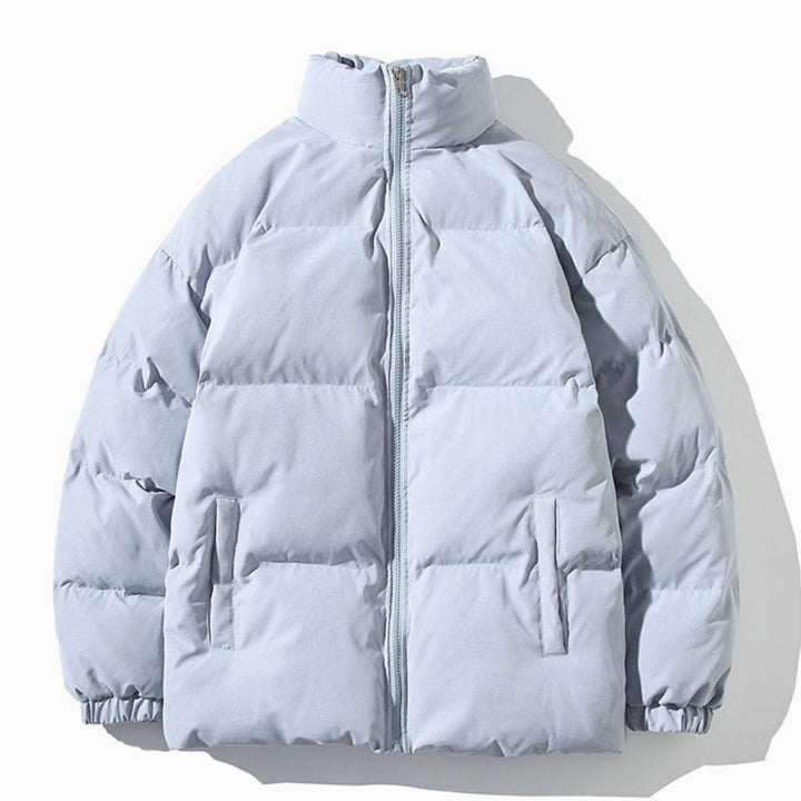 Dames Gewatteerde Winterjas Hoge Kraag Losse Pasvorm Rits - Blauw