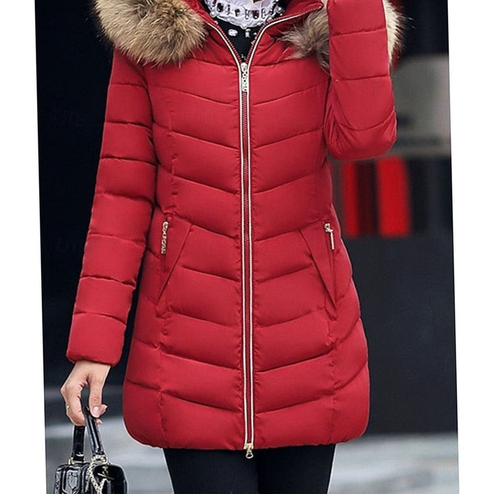 Dames Gewatteerde Winterjas Parka met Vegan Bontcapuchon