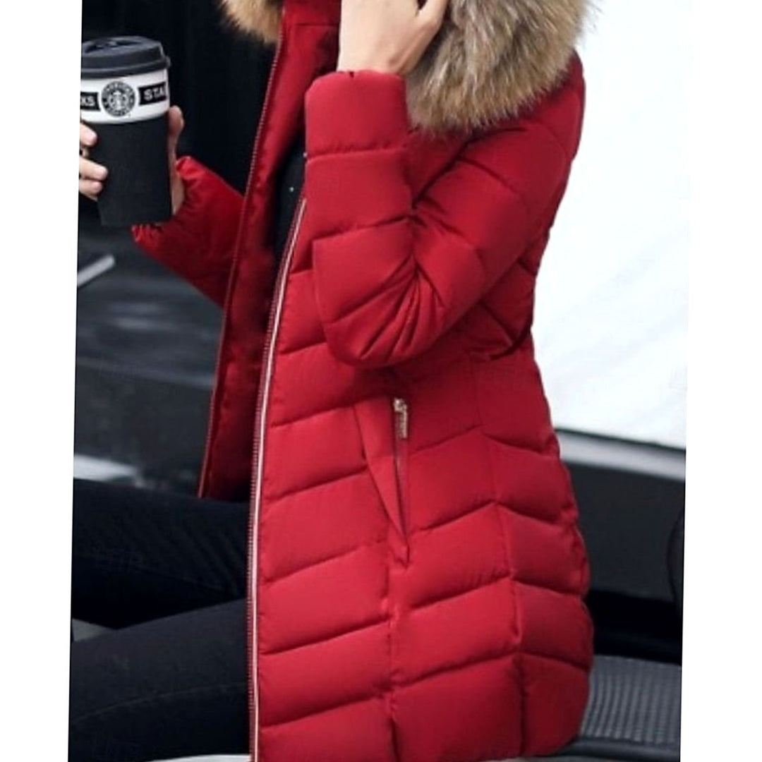 Dames Gewatteerde Winterjas Parka met Vegan Bontcapuchon