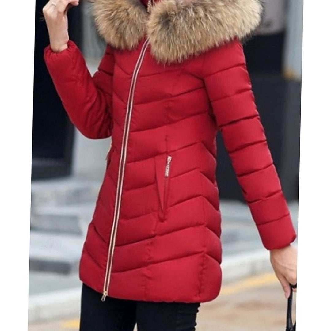Dames Gewatteerde Winterjas Parka met Vegan Bontcapuchon