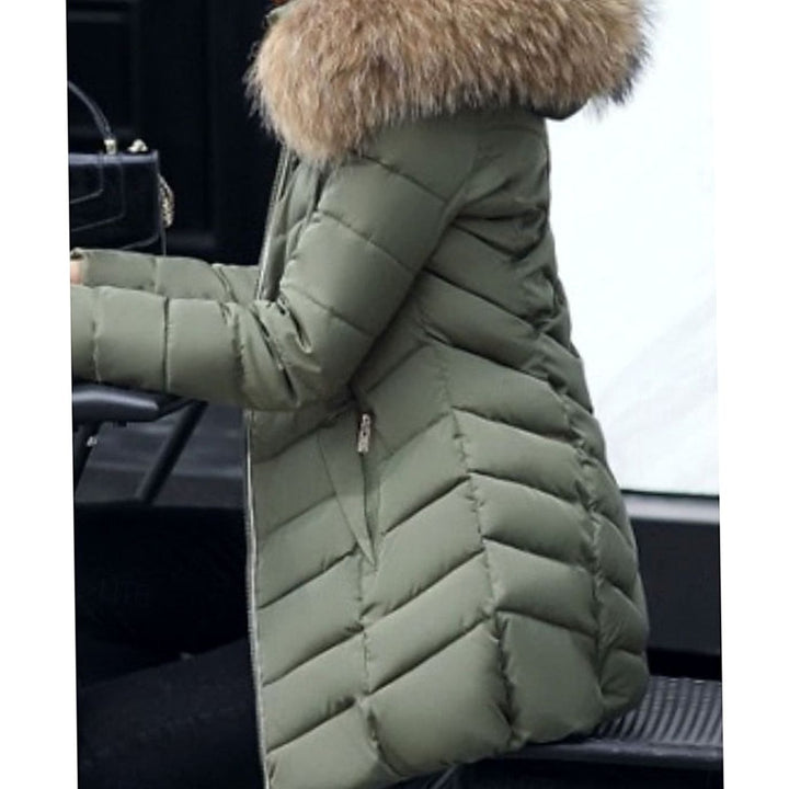 Dames Gewatteerde Winterjas Parka met Vegan Bontcapuchon