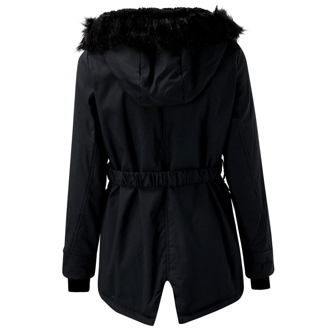 Dames Gewatteerde Winterparka Bontkraag Capuchon Knopen