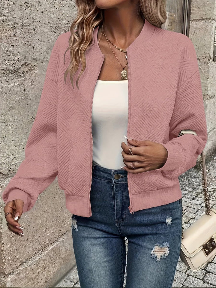 Dames Gewatteerde Zip-Up Jacket Lichtgewicht Structuur - Roze
